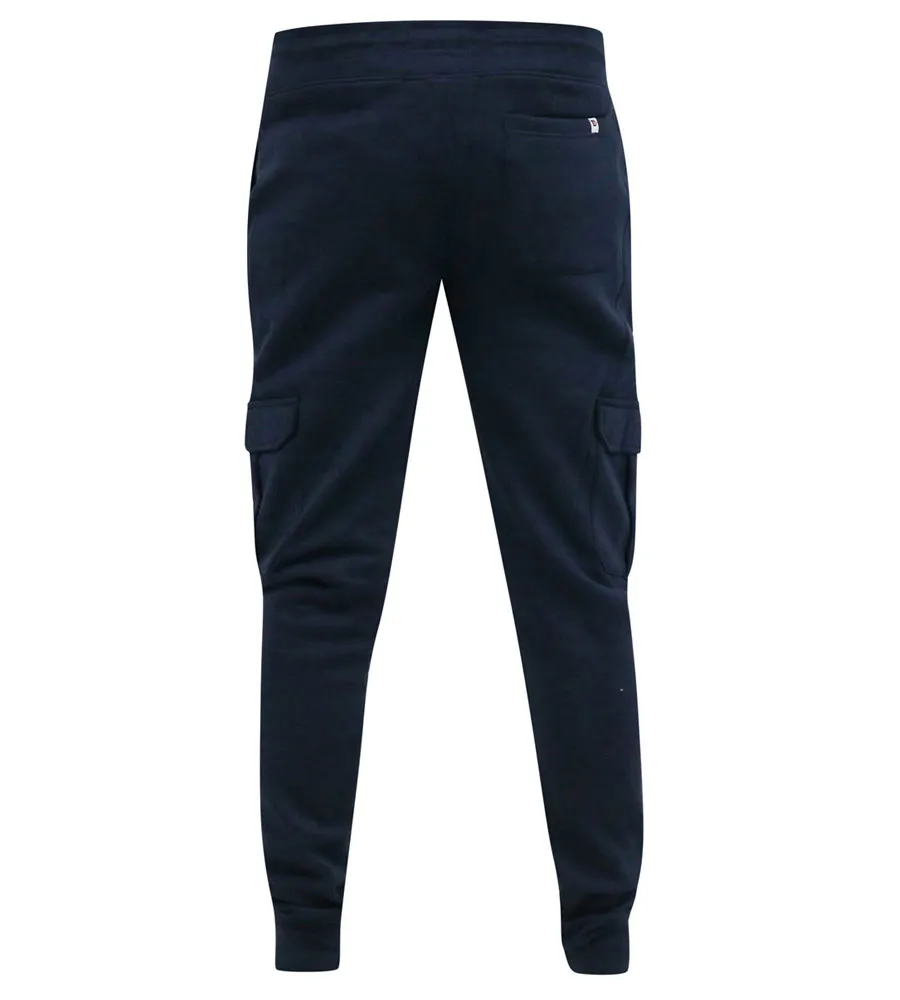 D555 Mens Navy Joggers With Cargo Pocket and Ribbed Cuffs (TILDEN 1)